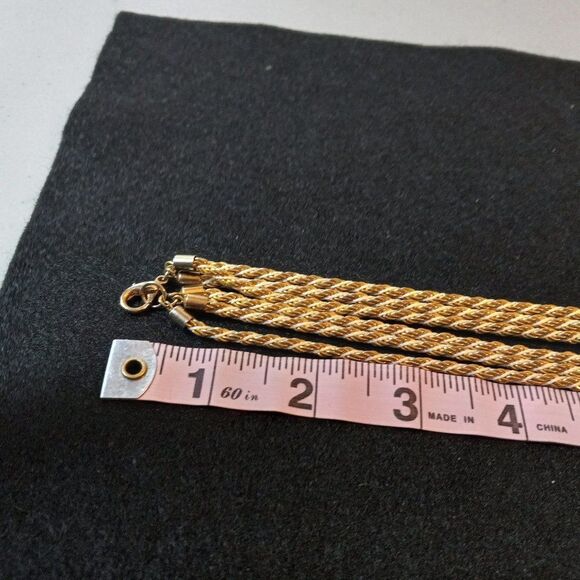 Vintage Gold & Silver Tone Three Strand Necklace Classic Twisted Chains Chic - Picture 6 of 7